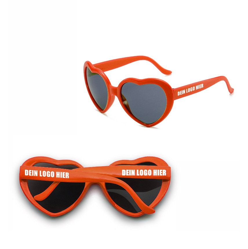 Lunettes de soleil en forme de cœur avec logo – objet publicitaire